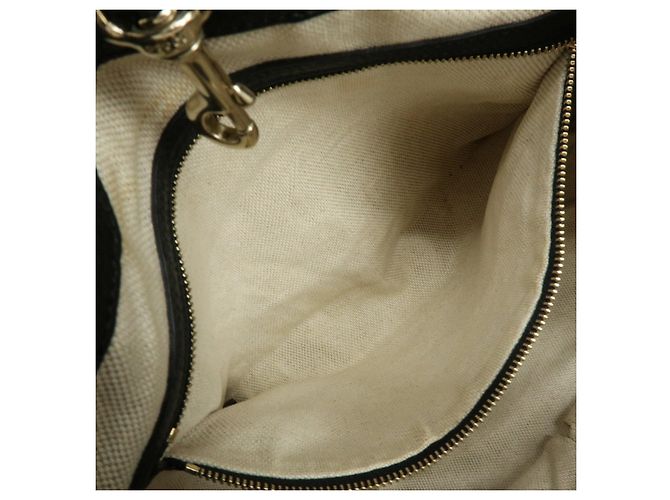 GUCCI SOHO Borsa a tracolla in pelle con catena Interlocking G Nera 308982 - vista 21