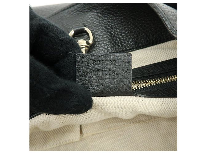 GUCCI SOHO Borsa a tracolla in pelle con catena Interlocking G Nera 308982 - vista 24