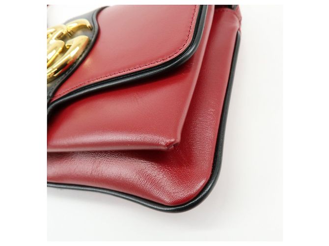 Borsa a tracolla e spalla GUCCI Double G Arli in pelle Rossa 550129 - vista 10