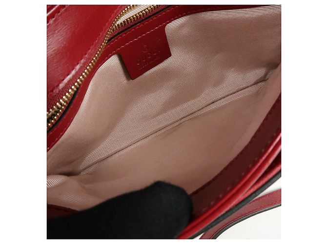 Borsa a tracolla e spalla GUCCI Double G Arli in pelle Rossa 550129 - vista 21