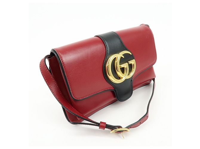 Borsa a tracolla e spalla GUCCI Double G Arli in pelle Rossa 550129 - vista 4