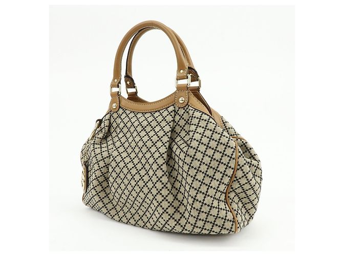 Borsa Tote GUCCI Sukey Diamante Interlocking G Canvas Leather 211944 - vista 3