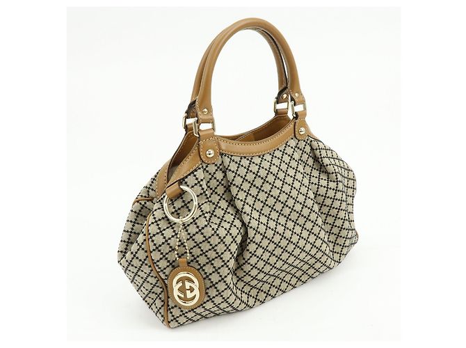 Borsa Tote GUCCI Sukey Diamante Interlocking G Canvas Leather 211944 - vista 4