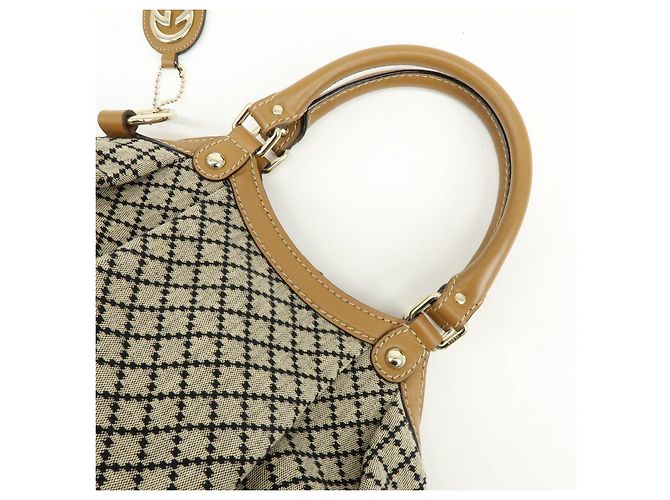 Borsa Tote GUCCI Sukey Diamante Interlocking G Canvas Leather 211944 - vista 6