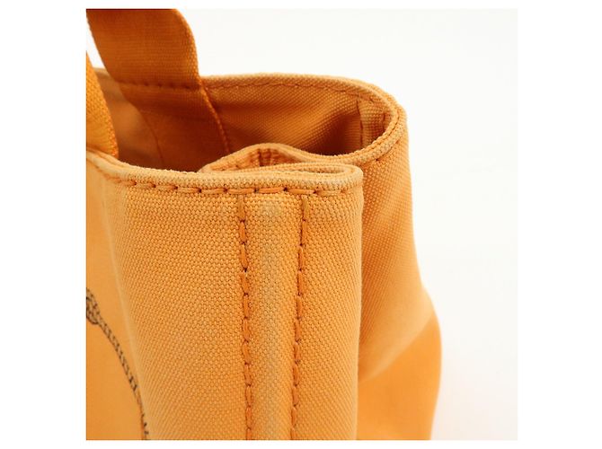 Borsa Tote PRADA Canapa Triangle Logo Canvas Arancione 1BG642 - vista 15