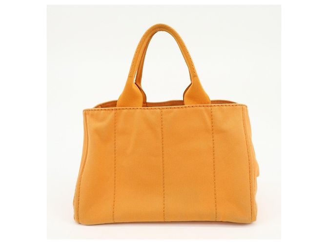 Borsa Tote PRADA Canapa Triangle Logo Canvas Arancione 1BG642 - vista 2