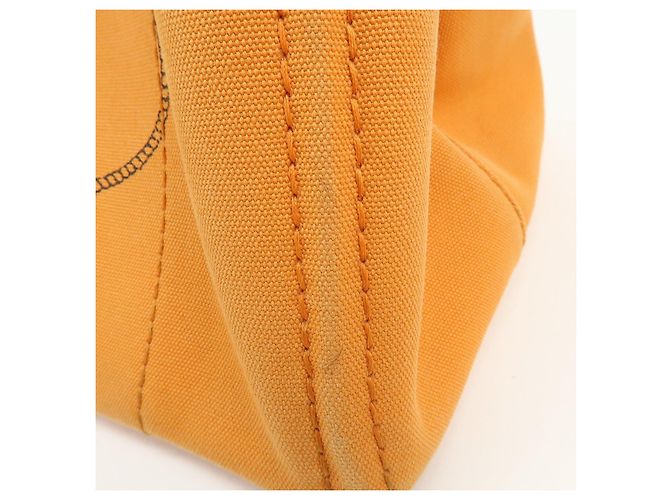 Borsa Tote PRADA Canapa Triangle Logo Canvas Arancione 1BG642 - vista 20