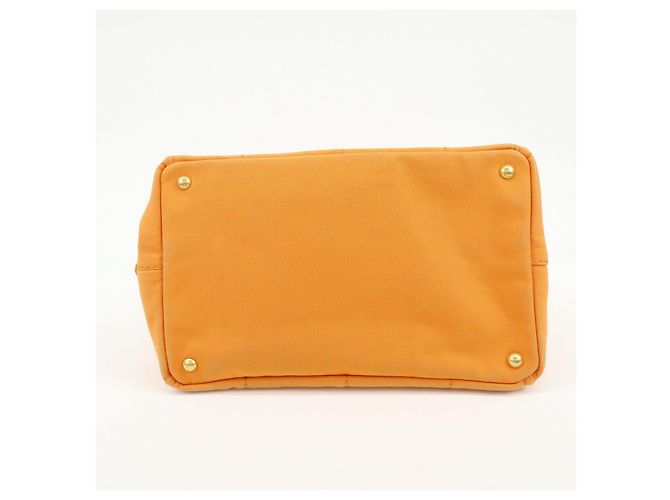 Borsa Tote PRADA Canapa Triangle Logo Canvas Arancione 1BG642 - vista 5