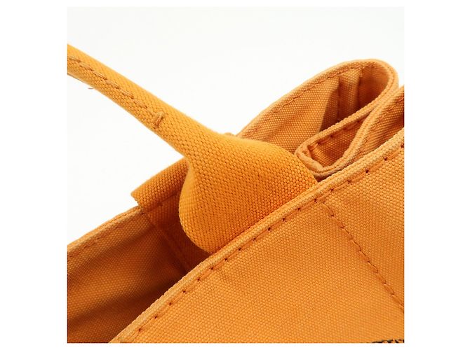 Borsa Tote PRADA Canapa Triangle Logo Canvas Arancione 1BG642 - vista 9