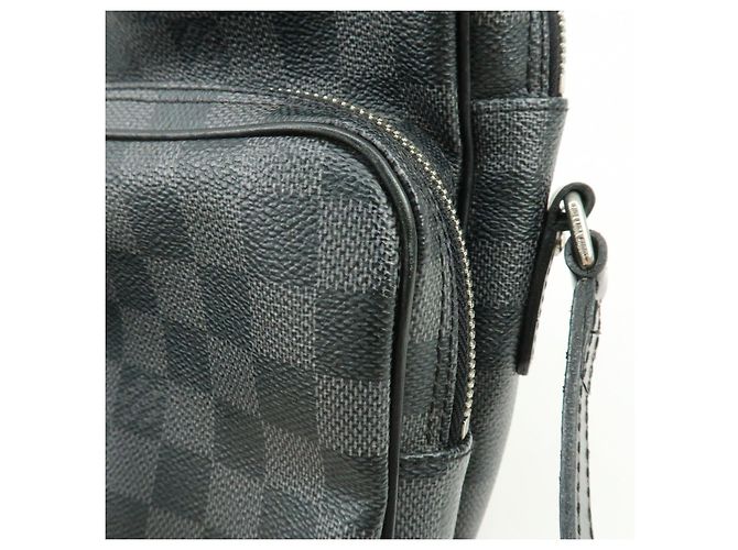 Borsa a tracolla Louis Vuitton Damier Graphite Rem Nera N41446 - vista 16