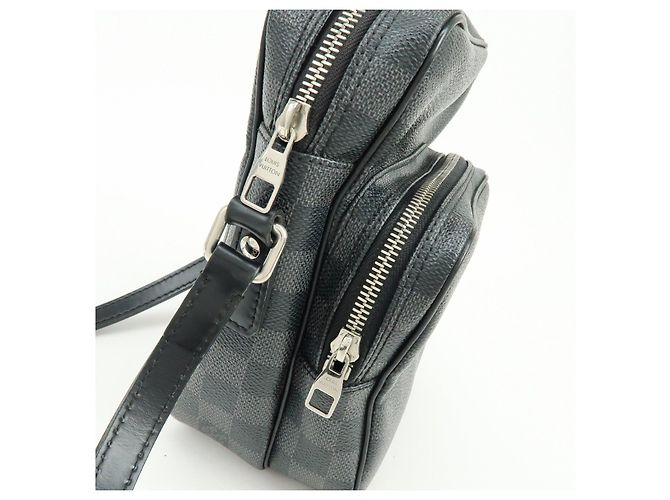 Borsa a tracolla Louis Vuitton Damier Graphite Rem Nera N41446 - vista 19