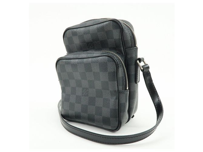 Borsa a tracolla Louis Vuitton Damier Graphite Rem Nera N41446 - vista 3