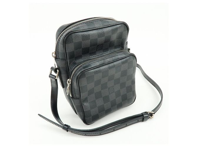 Borsa a tracolla Louis Vuitton Damier Graphite Rem Nera N41446 - vista 4
