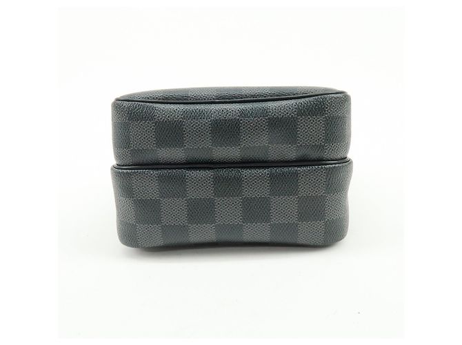 Borsa a tracolla Louis Vuitton Damier Graphite Rem Nera N41446 - vista 5