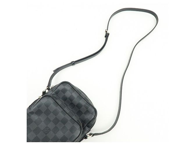 Borsa a tracolla Louis Vuitton Damier Graphite Rem Nera N41446 - vista 6