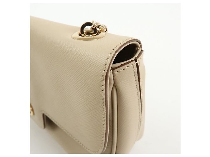 Salvatore Ferragamo Borsa a tracolla e borsa a mano Ferragamo Gancini in pelle con catena, Light Beige - vista 14