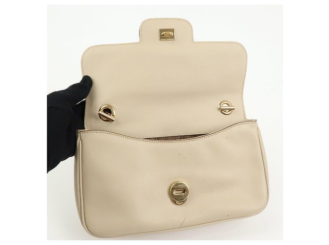 Salvatore Ferragamo Borsa a tracolla e borsa a mano Ferragamo Gancini in pelle con catena, Light Beige - vista 18