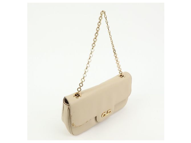 Salvatore Ferragamo Borsa a tracolla e borsa a mano Ferragamo Gancini in pelle con catena, Light Beige - vista 4