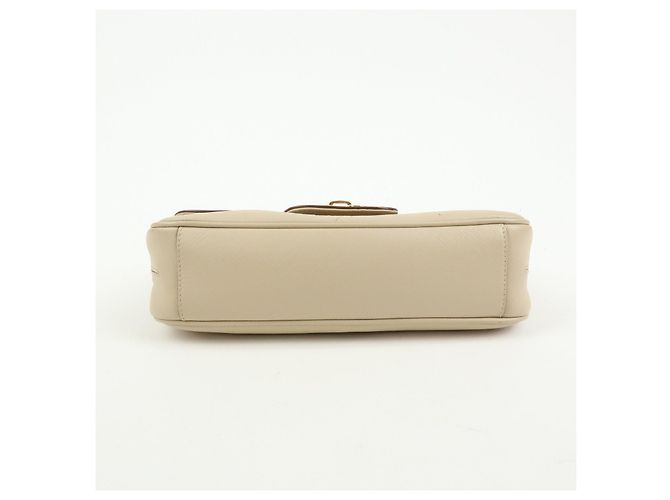 Salvatore Ferragamo Borsa a tracolla e borsa a mano Ferragamo Gancini in pelle con catena, Light Beige - vista 5