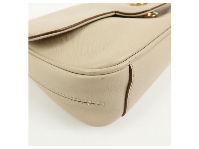 Salvatore Ferragamo Borsa a tracolla e borsa a mano Ferragamo Gancini in pelle con catena, Light Beige - vista 8