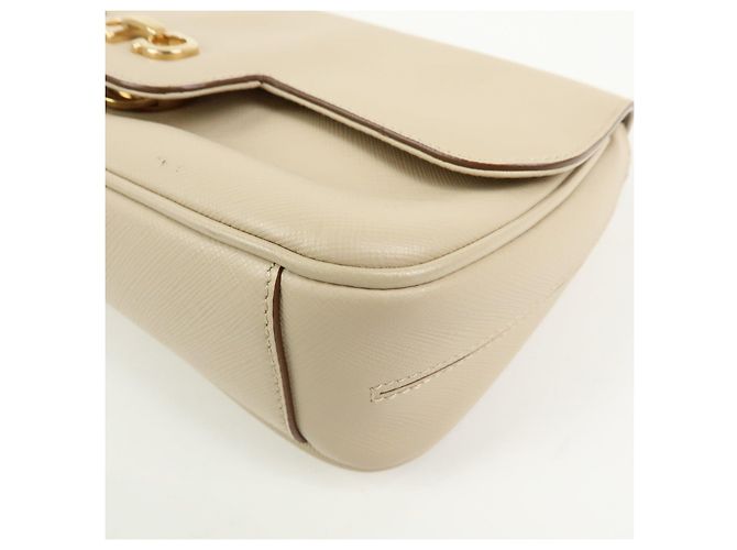 Salvatore Ferragamo Borsa a tracolla e borsa a mano Ferragamo Gancini in pelle con catena, Light Beige - vista 9