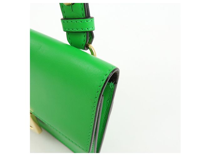 Borsa a spalla Fendi Flat Baguette in pelle Verde Marrone 8BS039 - vista 12