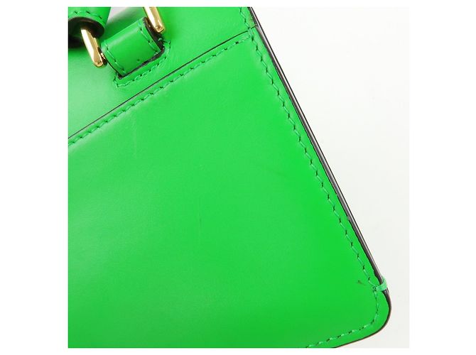 Borsa a spalla Fendi Flat Baguette in pelle Verde Marrone 8BS039 - vista 15