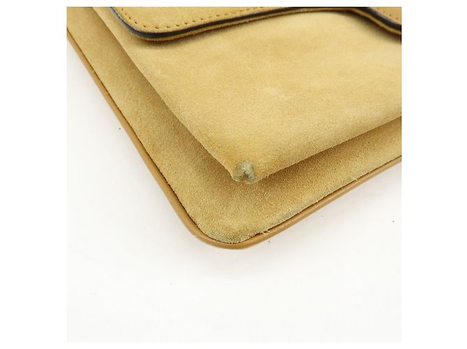 Borsa a tracolla GUCCI Arli Double G in pelle scamosciata Beige Brown - vista 10