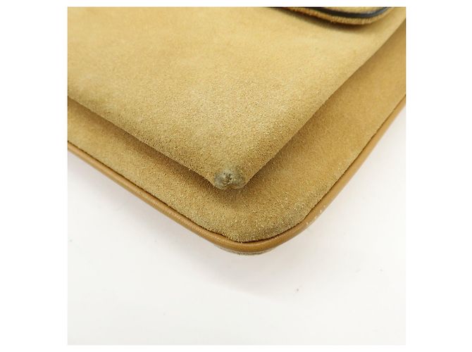 Borsa a tracolla GUCCI Arli Double G in pelle scamosciata Beige Brown - vista 11