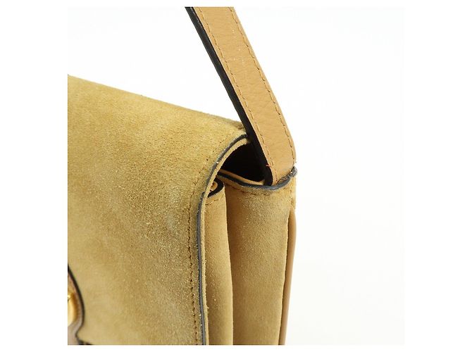 Borsa a tracolla GUCCI Arli Double G in pelle scamosciata Beige Brown - vista 14