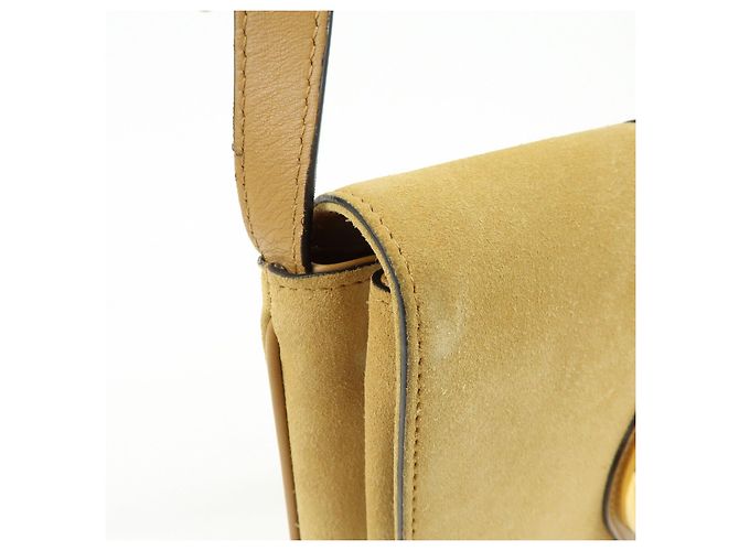 Borsa a tracolla GUCCI Arli Double G in pelle scamosciata Beige Brown - vista 15