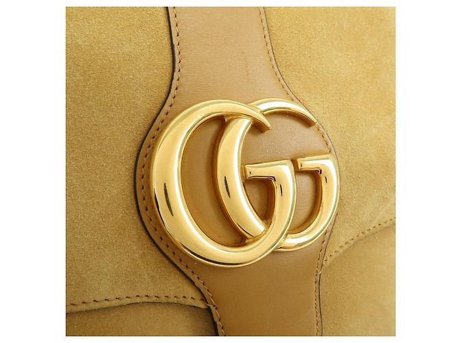 Borsa a tracolla GUCCI Arli Double G in pelle scamosciata Beige Brown - vista 17