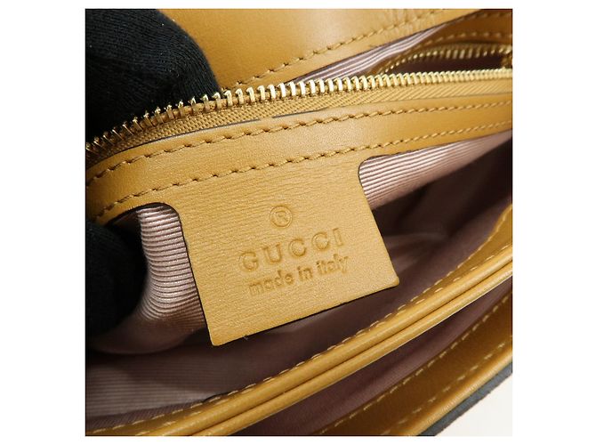 Borsa a tracolla GUCCI Arli Double G in pelle scamosciata Beige Brown - vista 22
