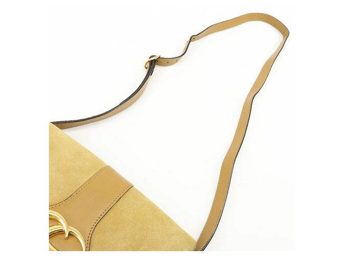 Borsa a tracolla GUCCI Arli Double G in pelle scamosciata Beige Brown - vista 6