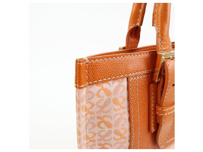 Borsa Tote e Borsa a Mano Loewe Repeat Anagram in Tela e Pelle Orange - vista 16