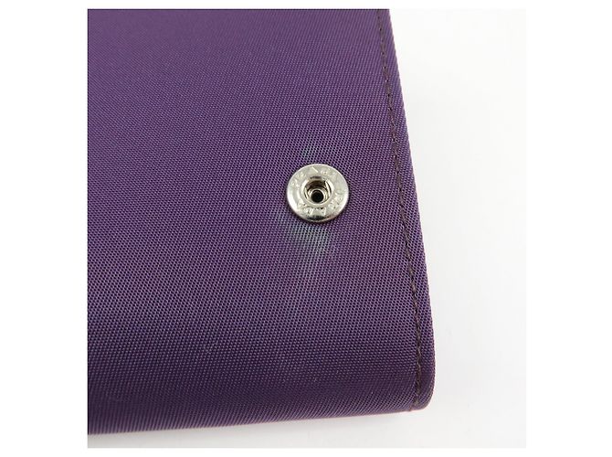 Portafoglio lungo PRADA in nylon e pelle Saffiano con logo triangolare Viola M608 - vista 13