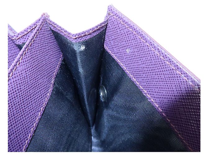 Portafoglio lungo PRADA in nylon e pelle Saffiano con logo triangolare Viola M608 - vista 16
