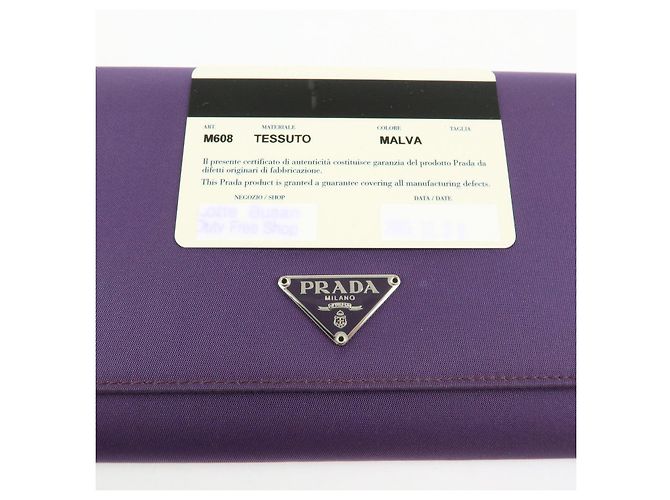 Portafoglio lungo PRADA in nylon e pelle Saffiano con logo triangolare Viola M608 - vista 23