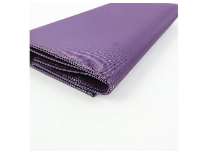 Portafoglio lungo PRADA in nylon e pelle Saffiano con logo triangolare Viola M608 - vista 8