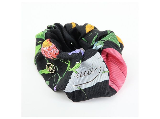 Accessorio per capelli elastico GUCCI Flora Double G 100% seta Nero - vista 3
