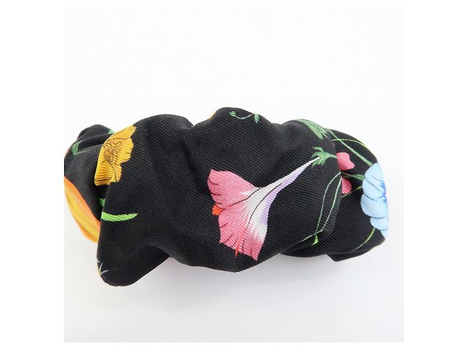 Accessorio per capelli elastico GUCCI Flora Double G 100% seta Nero - vista 9