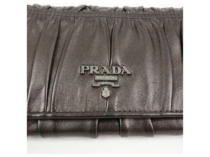 PRADA Logo Nappa Gaufre Leder Flap Bi-fold Long Wallet Bronze 1M1132 - Ansicht 12