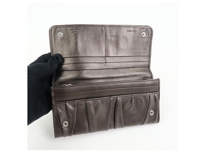 PRADA Logo Nappa Gaufre Leder Flap Bi-fold Long Wallet Bronze 1M1132 - Ansicht 14