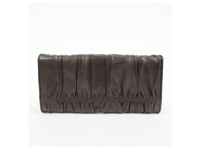 PRADA Logo Nappa Gaufre Leder Flap Bi-fold Long Wallet Bronze 1M1132 - Ansicht 2