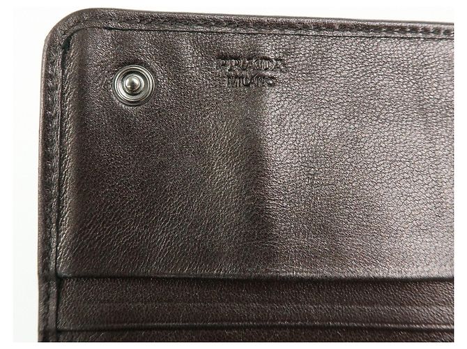 PRADA Logo Nappa Gaufre Leder Flap Bi-fold Long Wallet Bronze 1M1132 - Ansicht 23