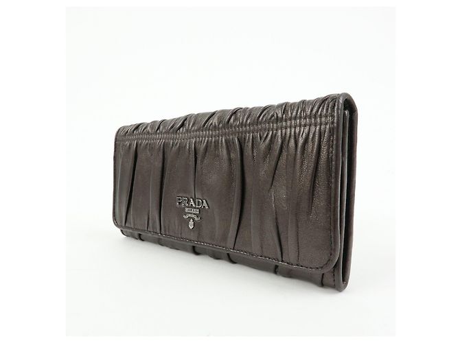 PRADA Logo Nappa Gaufre Leder Flap Bi-fold Long Wallet Bronze 1M1132 - Ansicht 3