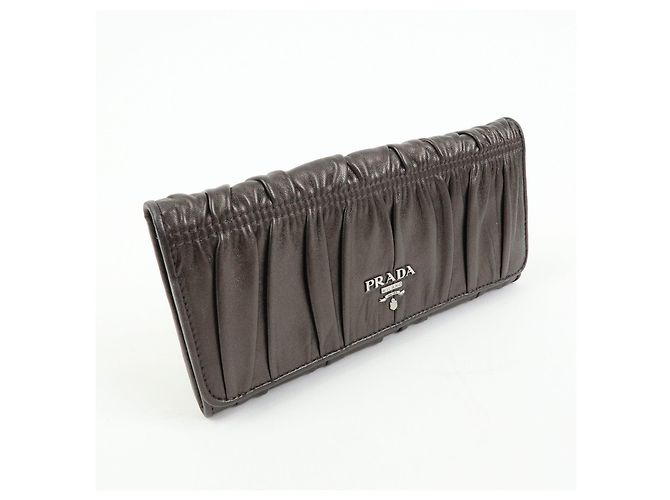 PRADA Logo Nappa Gaufre Leder Flap Bi-fold Long Wallet Bronze 1M1132 - Ansicht 4