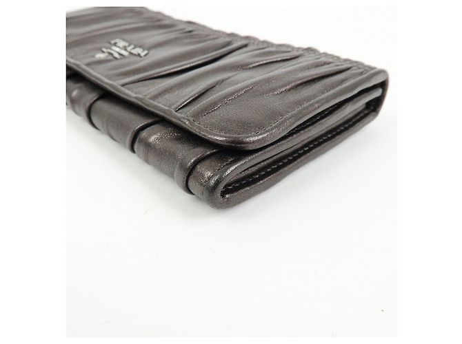 PRADA Logo Nappa Gaufre Leder Flap Bi-fold Long Wallet Bronze 1M1132 - Ansicht 7