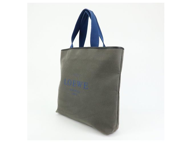 Borsa Tote LOEWE Logo Canvas in pelle, borsa a tracolla, borsa a mano Grigio Blu - vista 3