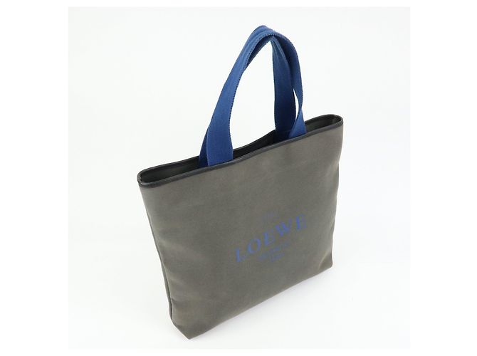 Borsa Tote LOEWE Logo Canvas in pelle, borsa a tracolla, borsa a mano Grigio Blu - vista 4